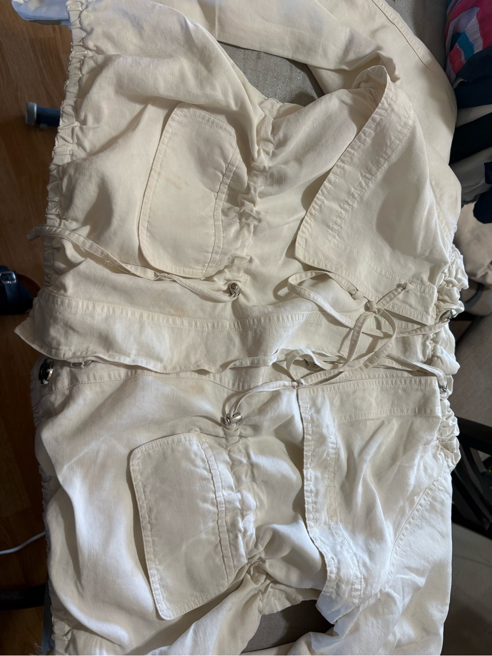Ali Ro Cream Drawstring Ruffle-Neck Utility Jacket - Picture 8 of 11